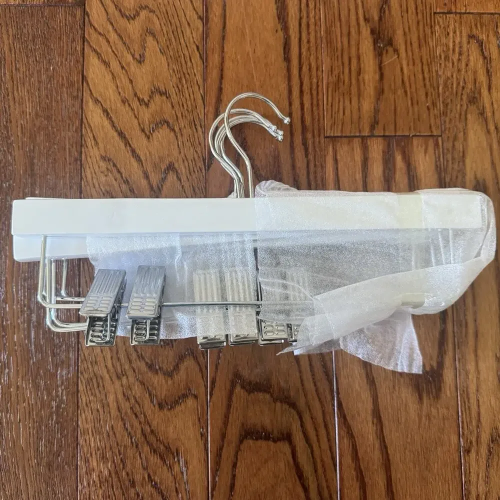 Wooden‎ Pant Skirt Hangers White 15 Joules Brand Plain Back Silver Colored Clip